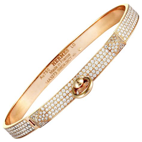 hermes bracelet rose gold|Hermes gold bracelet with diamonds.